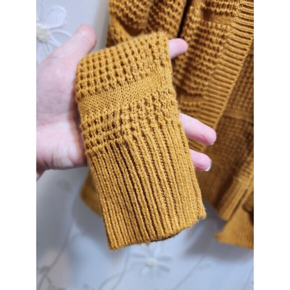 Moondance Womens Large Orange Cardigan Sweater Crop Rustic Earthy Knit Goblin - Picture 3 of 14